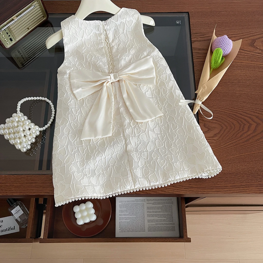 女宝宝韩版无袖连衣裙夏季2025新款小女孩时髦蝴蝶结夏装公主裙子