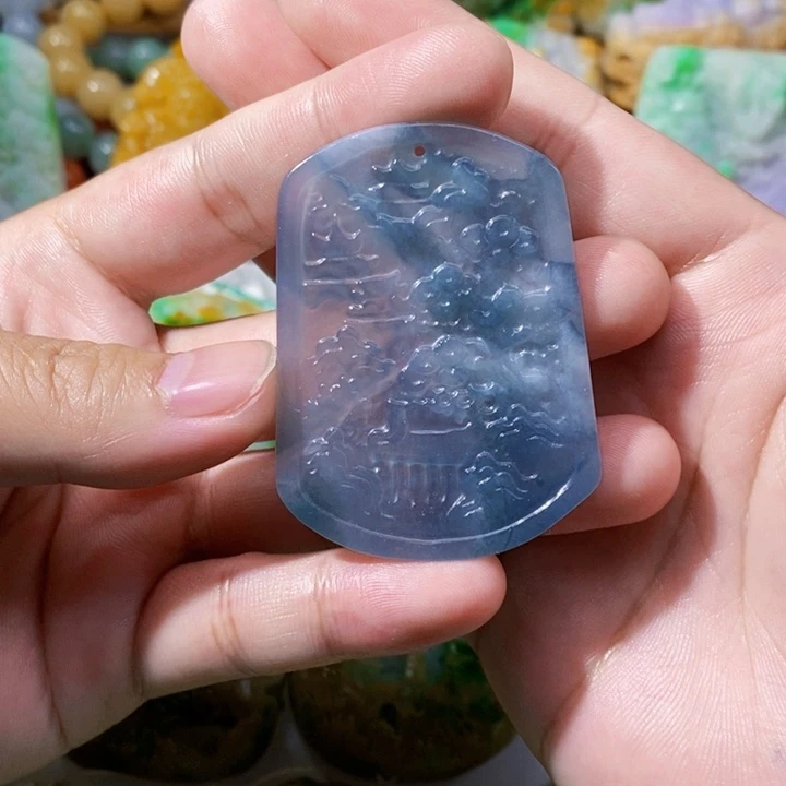 颈饰未镶嵌翡翠翡翠山水牌