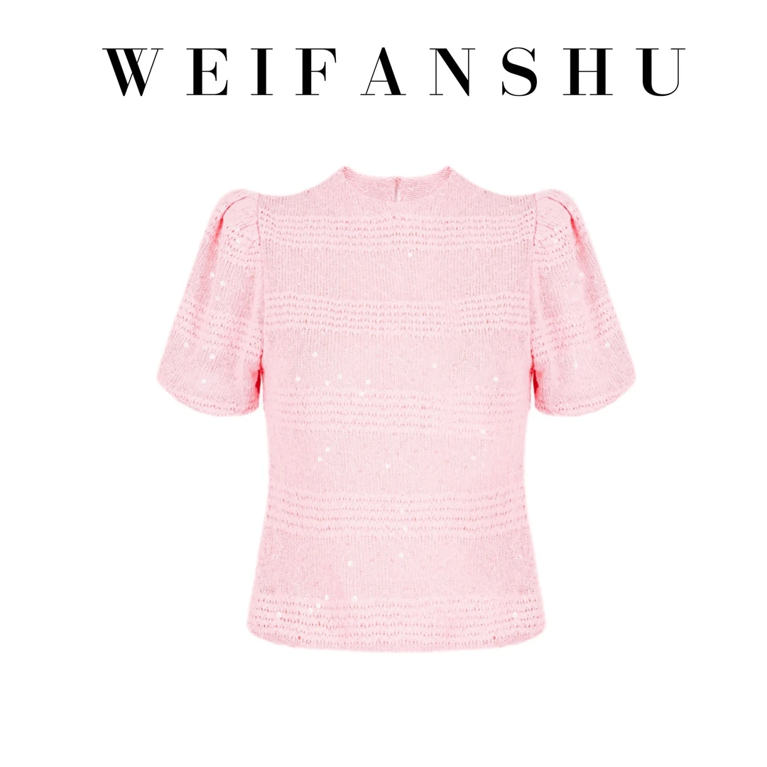 WEIFANSHU/魏凡舒【如黛】上衣夏季时尚百搭气质修身圆领轻奢女装