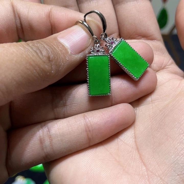 翡翠颈饰银S925镶嵌耳饰