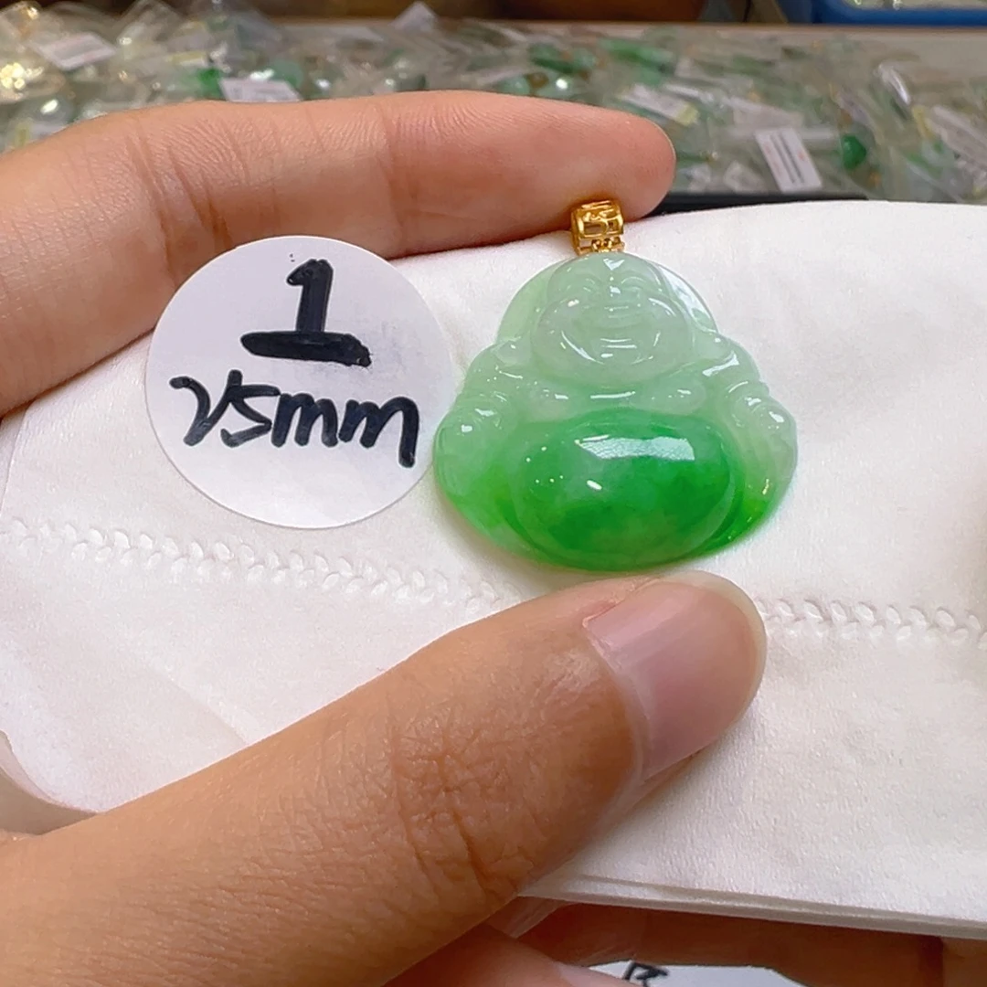 吊坠(不含链)18K金镶嵌翡翠