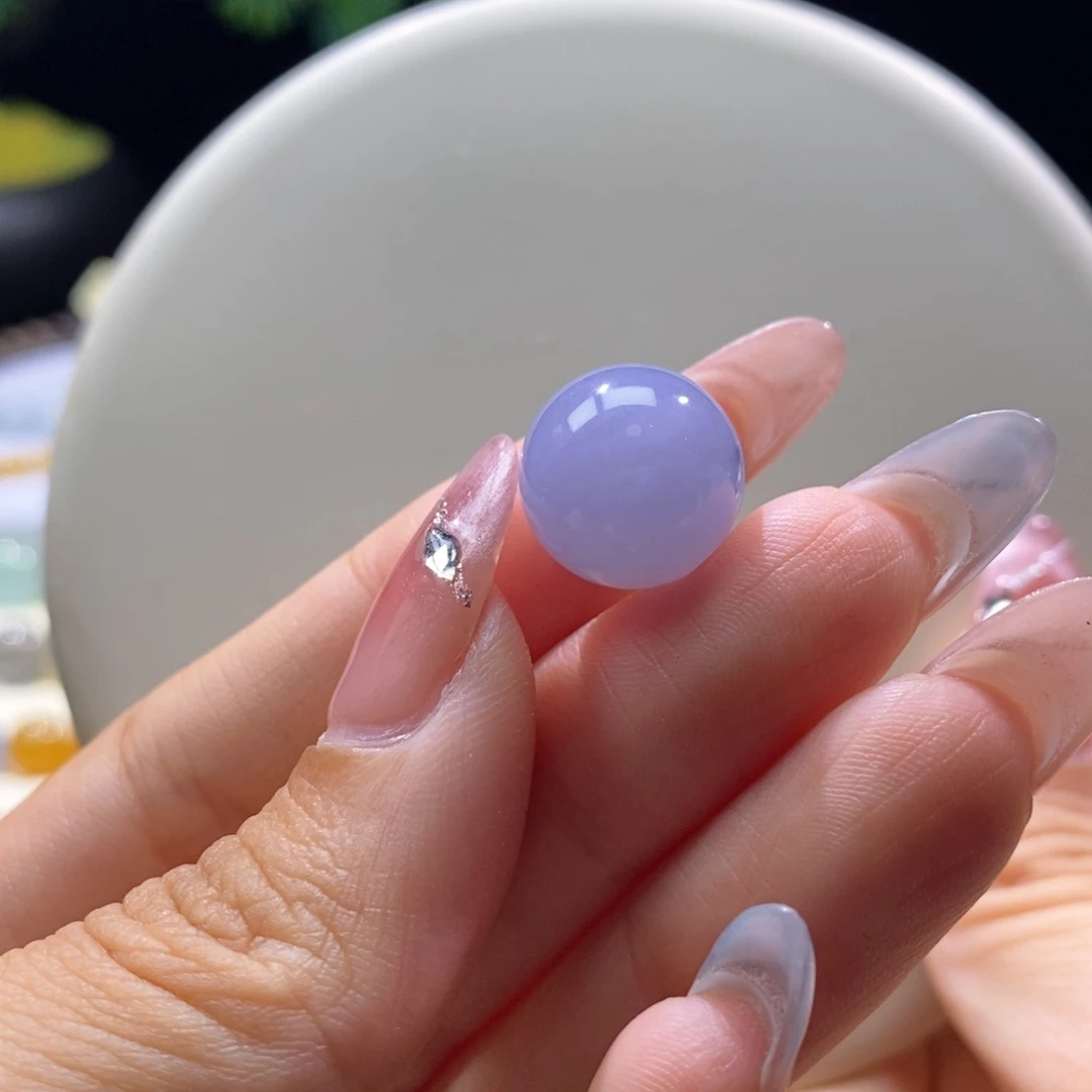颈饰未镶嵌翡翠翡翠浓蓝紫圆珠14.2mm