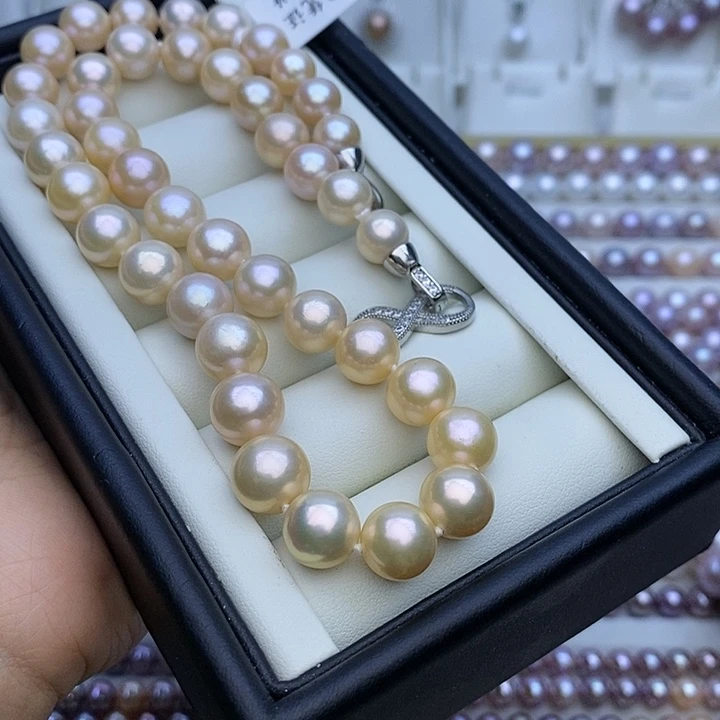 淡水珍珠项链未镶嵌奶油金10