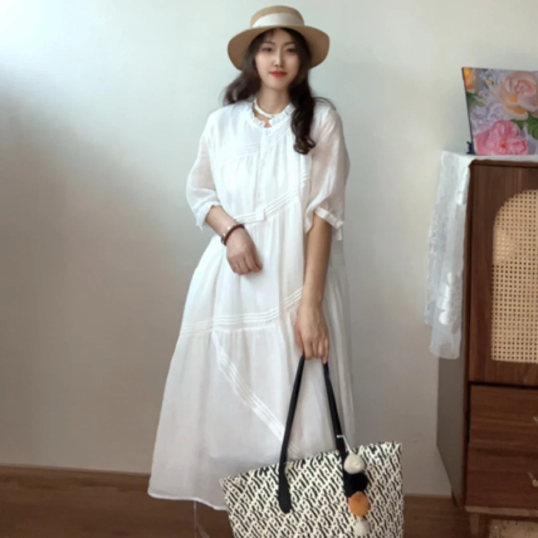 璞以 / 松弛感苎麻飘逸连衣裙