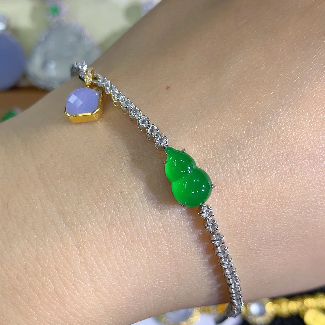 翡翠18K金镶嵌手链888888