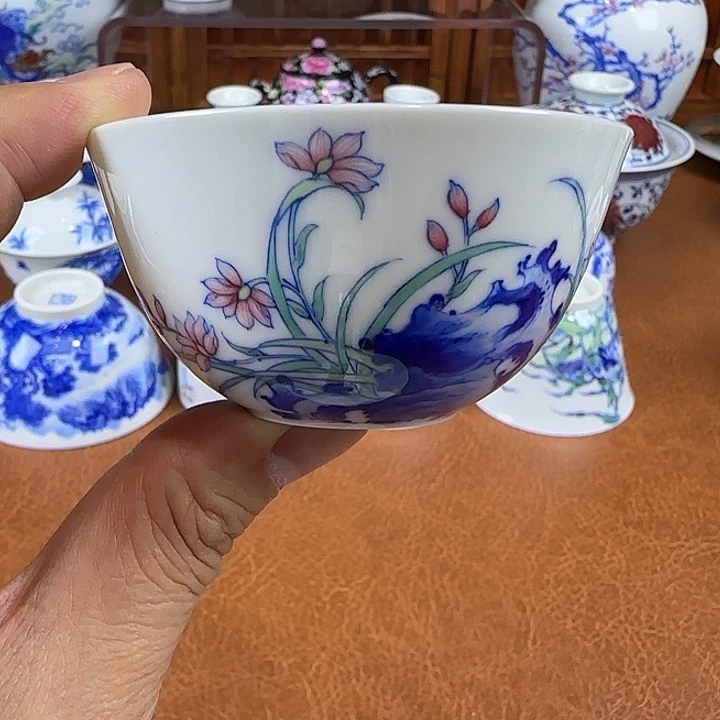 斗彩纯手绘品茗杯