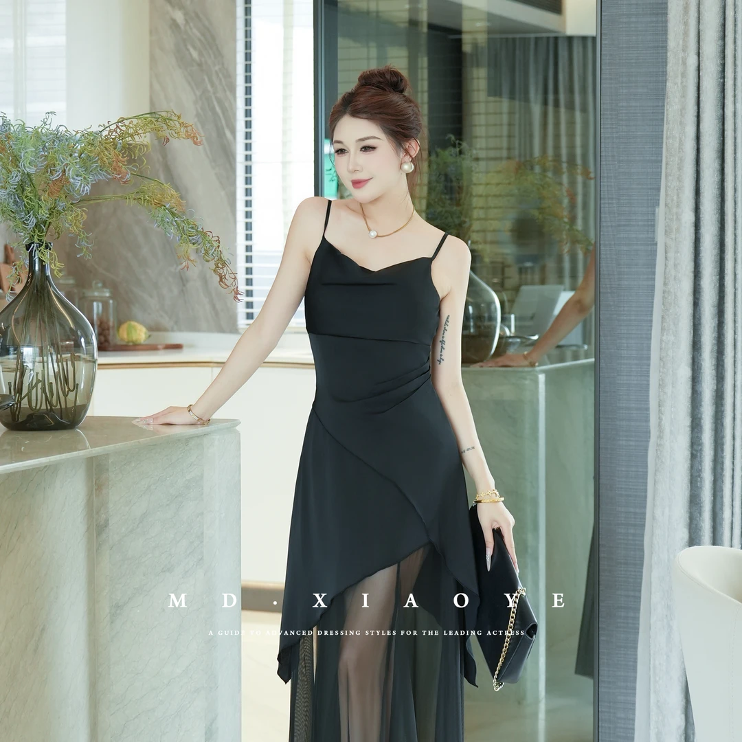 【MD原创·宵夜】2024气质法式夏季不规则性感小众显瘦连衣裙