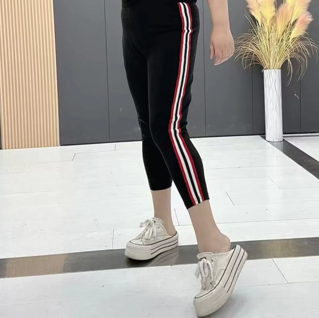 梦梦家386款时尚洋气休闲百搭侧帕条打底裤