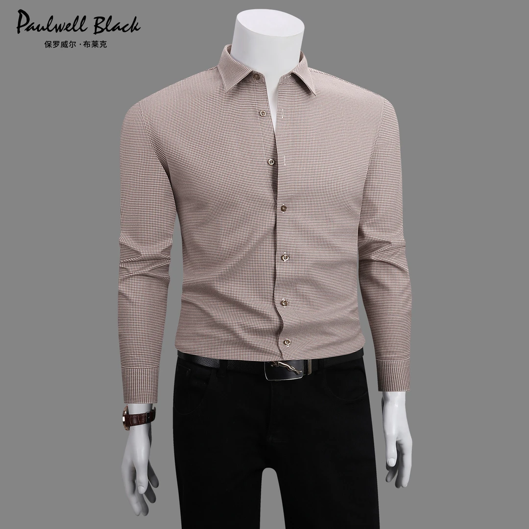 羊毛保暖男衬衫加厚高级感男装休闲格子男士长袖衬衣男款秋冬款
