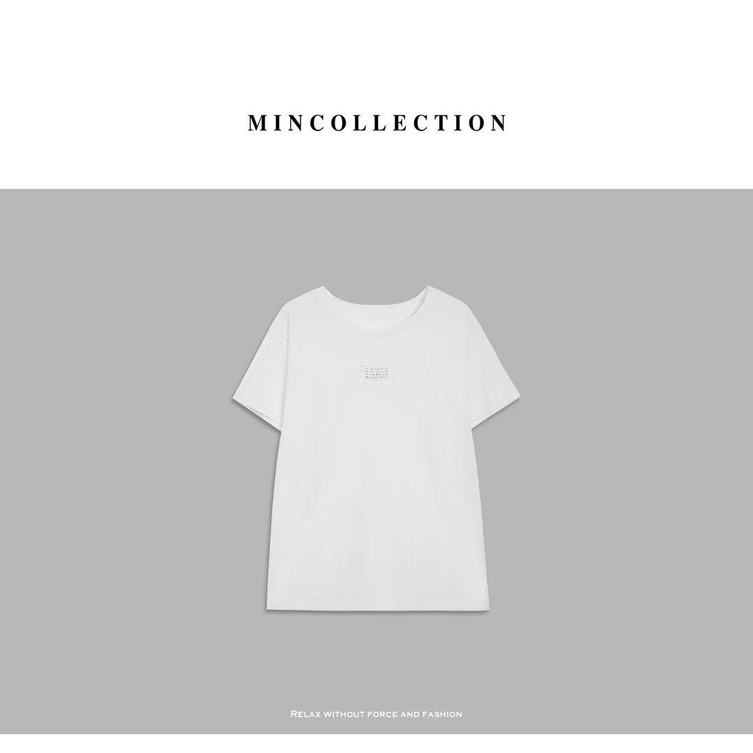 DE Mincollection数字白T/合身版数字印花通勤休闲打底T恤55805