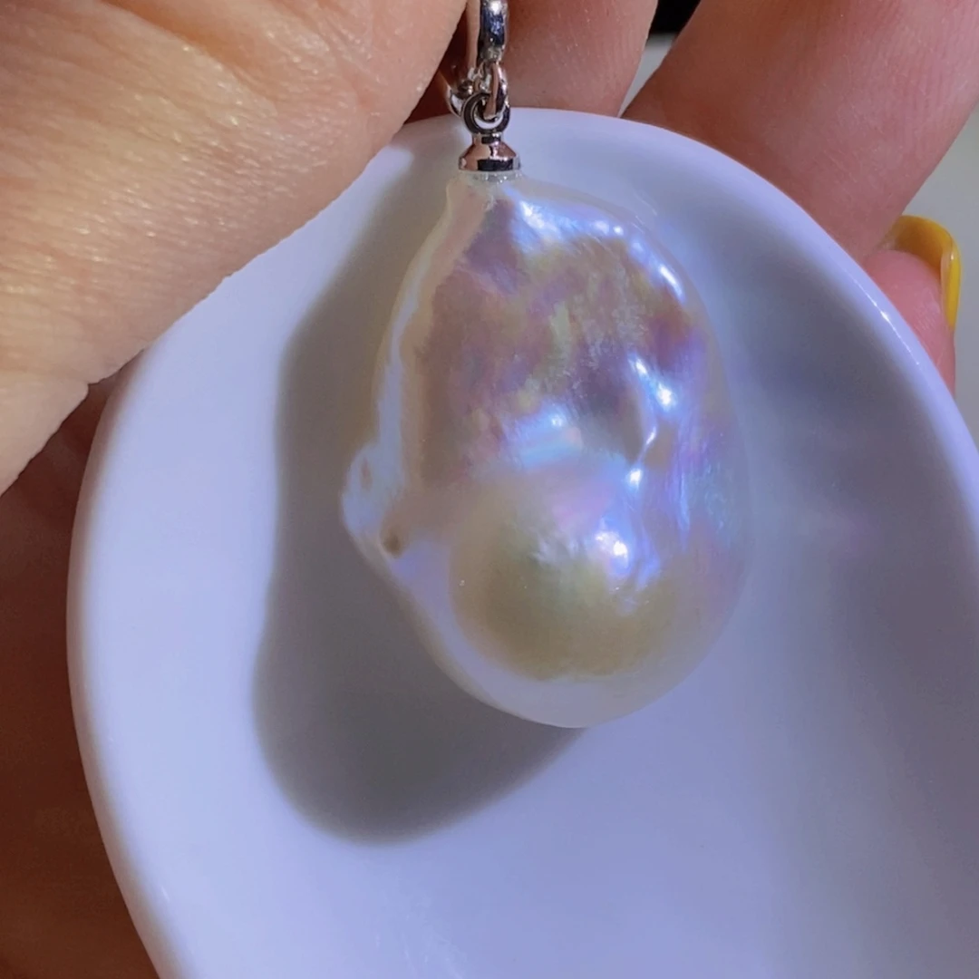 银S925镶嵌淡水珍珠天然淡水珍珠无染色无优化