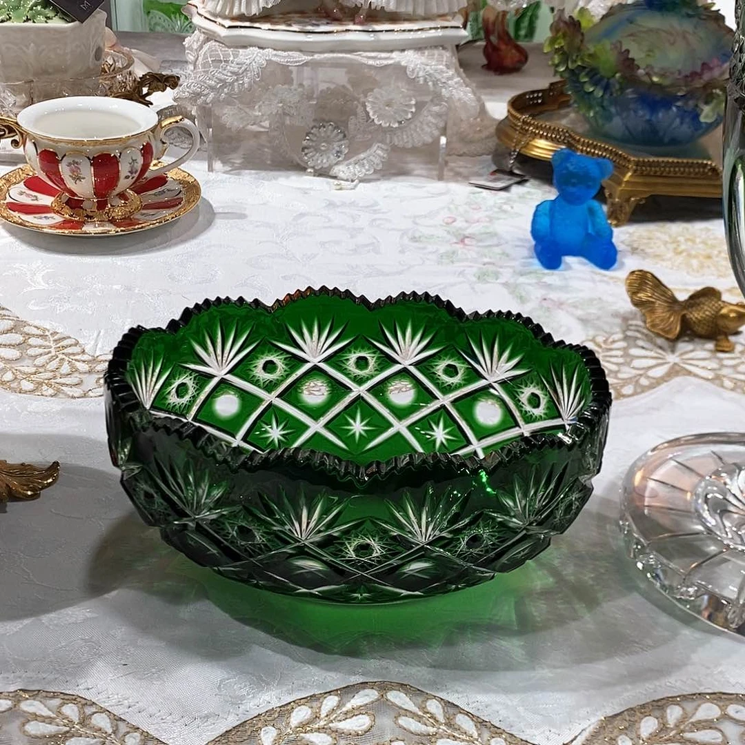 摆件0119进口水晶祖母绿元宝果斗