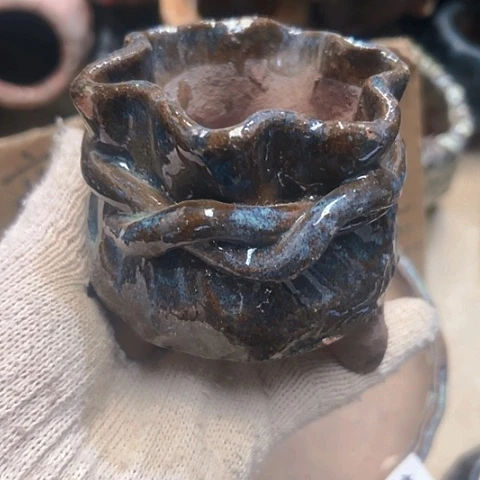 红陶粗陶花盆手工