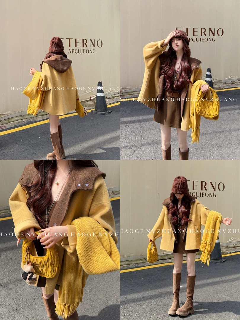 浩哥严选●栗栗奶咖HGQ5WT3023A外套+马甲预时尚洋气韩版气质秋冬