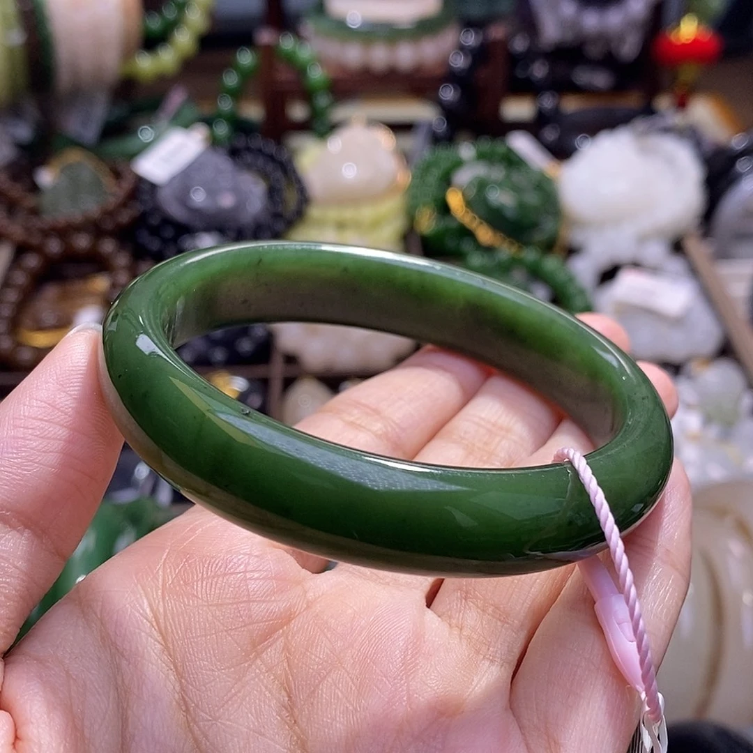 和田玉未镶嵌颈饰56.5孤品补贴价碧玉满色手镯