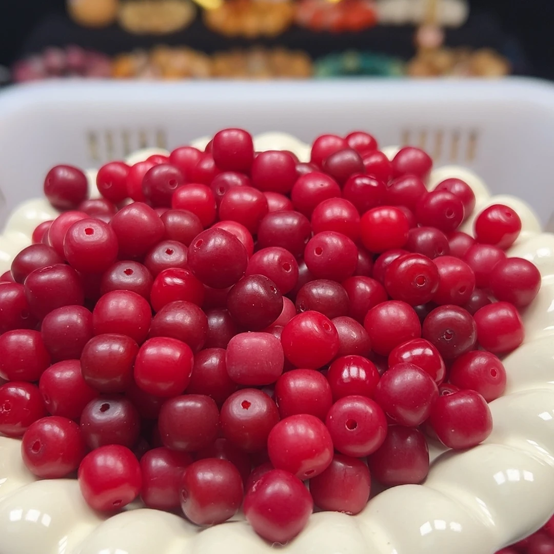 菩提根/象牙果手串微瑕卡11/12红色桶150颗