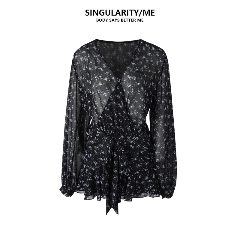 Singularity Me 风情万种法式复古连衣裙短裙碎花显瘦 3A 3069