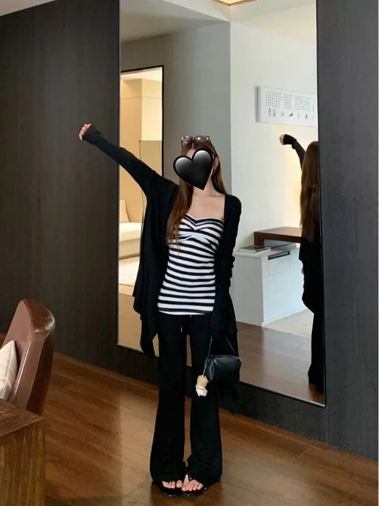 清妍大码微胖显瘦开衫外套高腰垂感微喇裤45905/459365/459161