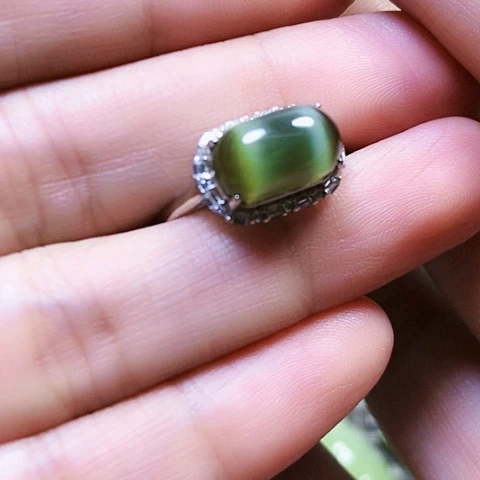 和田玉银S925镶嵌戒指