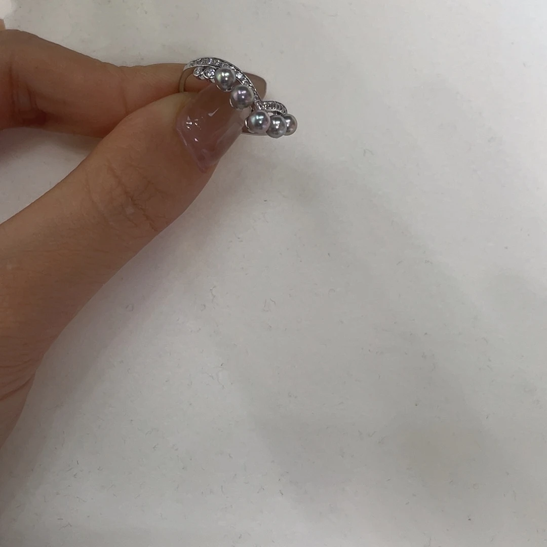 银S925镶嵌戒指海水珍珠