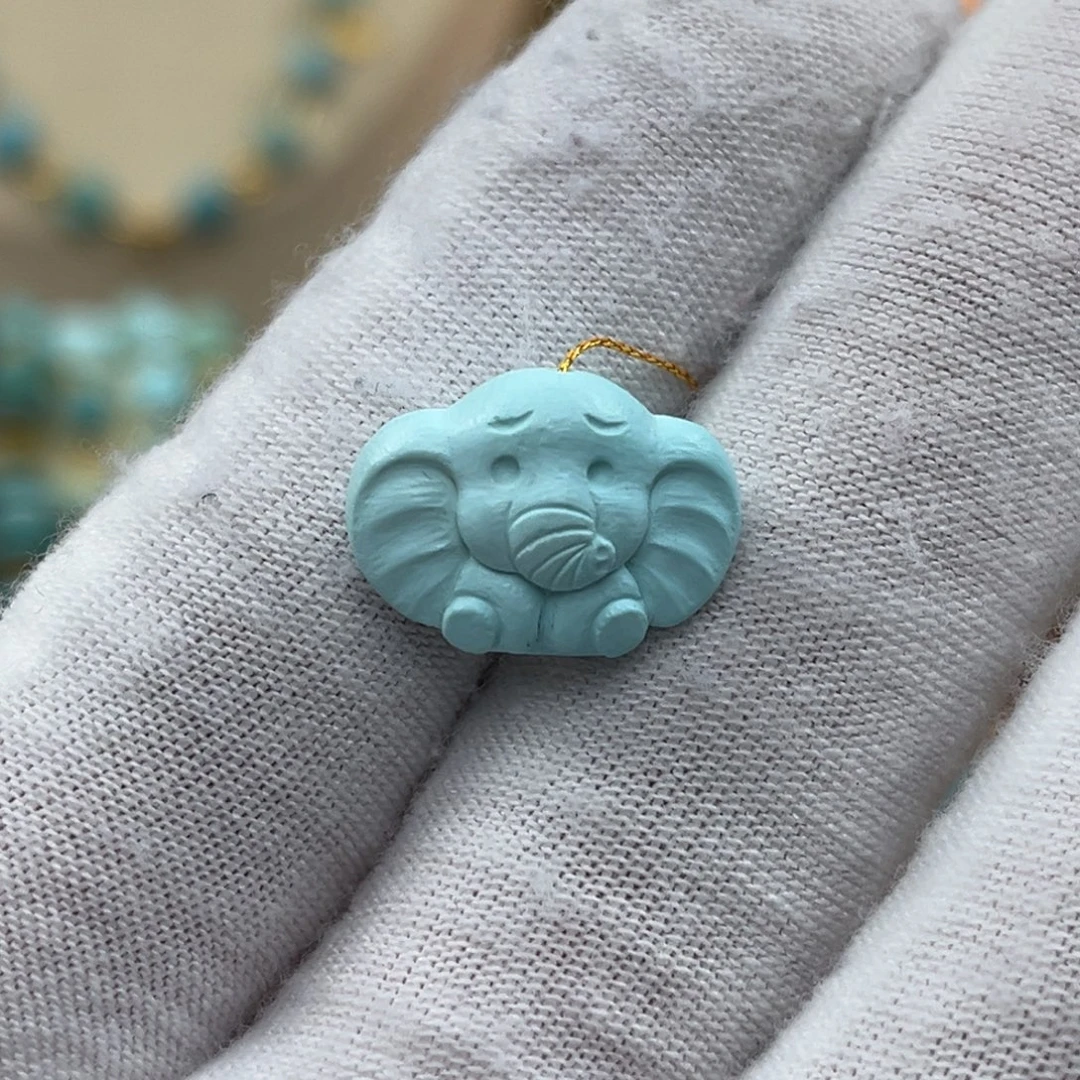 绿松石未镶嵌大耳朵飞象编号46