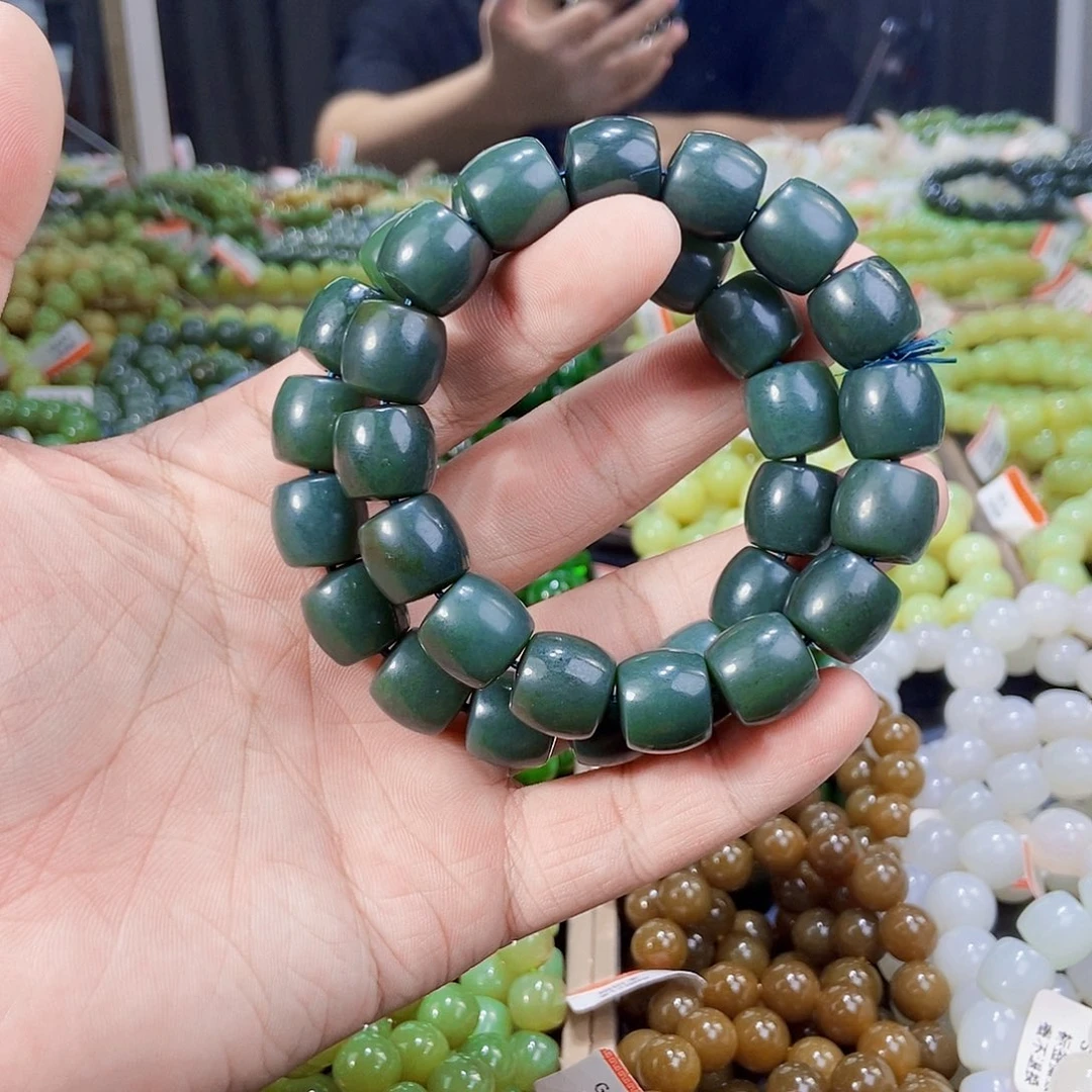 未镶嵌手串和田玉纯天然卡14新疆且末料沙枣青手串多样性发一