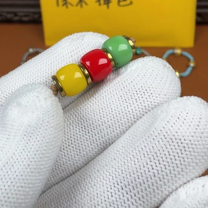 合成碳硅石铜合金文玩配饰红绿灯套