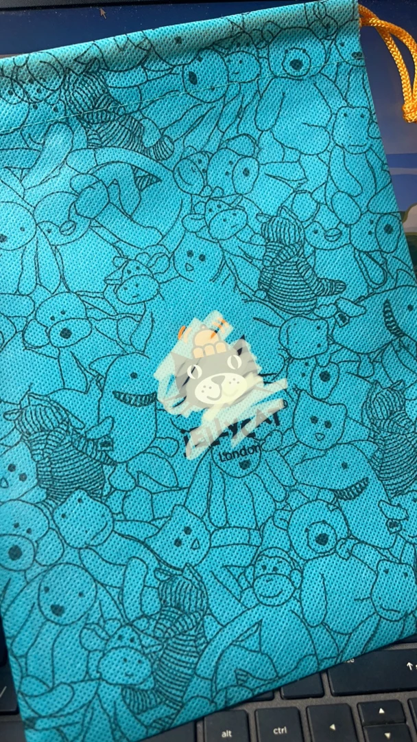 蓝色布艺防尘袋 包装 抽绳可折叠  印花