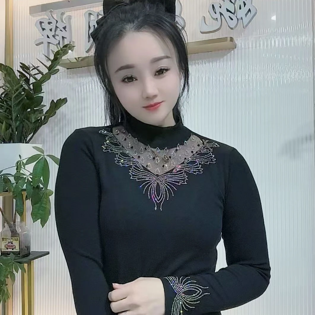 【婉婷服饰】504春款打底衫女装时尚修身休闲百搭中低领