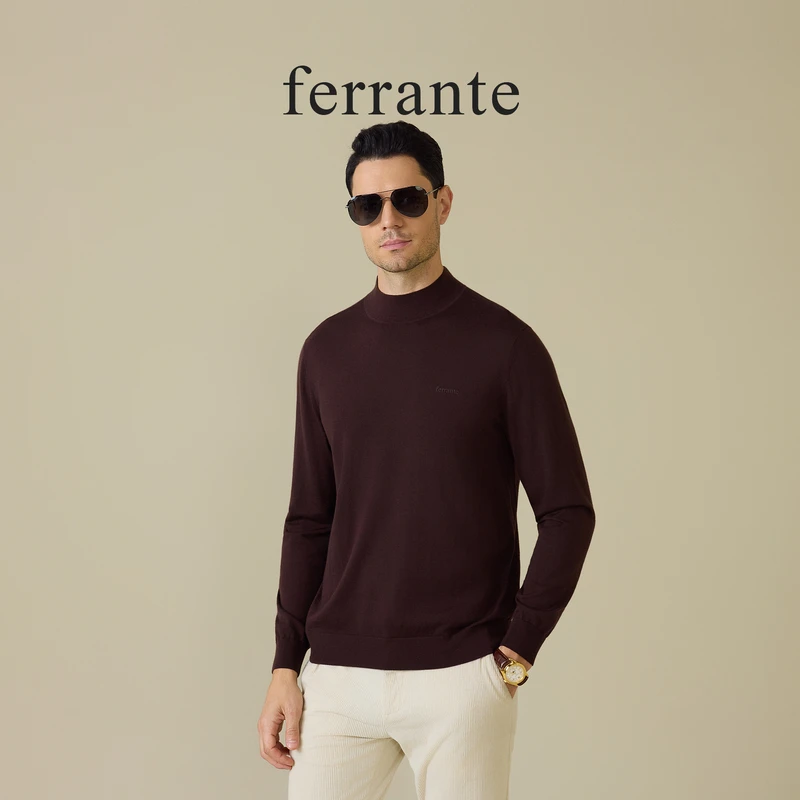 【专柜同款】费兰特意式毛衣秋冬含山羊绒蚕丝半高领针织羊毛衫5217