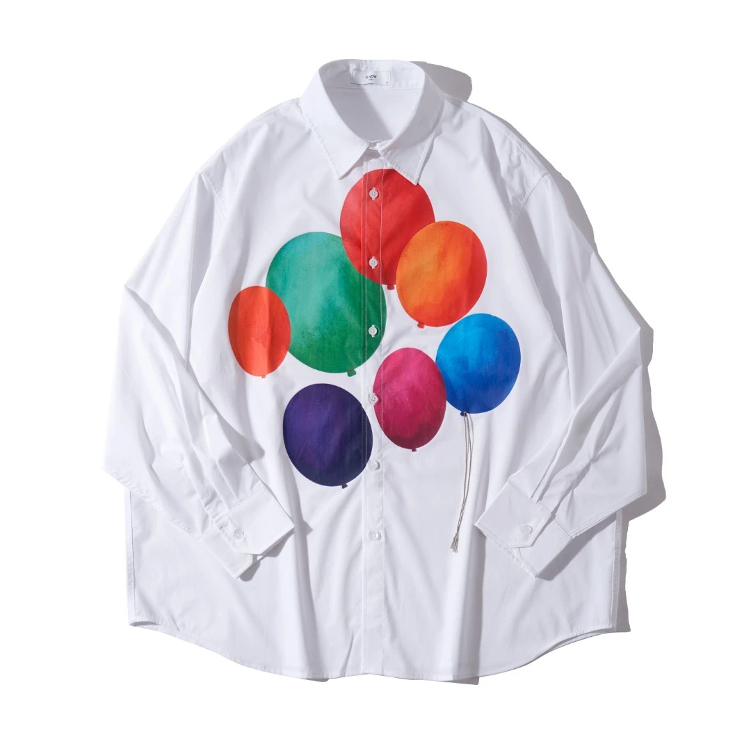 气球印花宽松长袖衬衫 1342