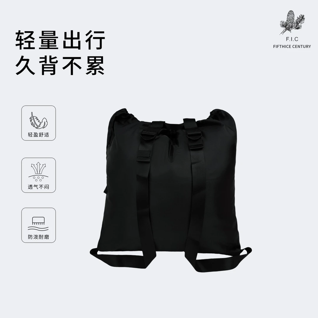 F.I.C朱先生黑色户外防水休闲托特大包
