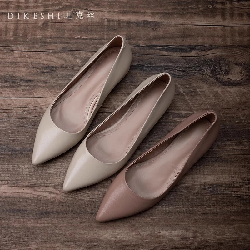 羊皮版真皮时尚法式复古一脚蹬单鞋女尖头浅口春夏新款通勤小皮鞋