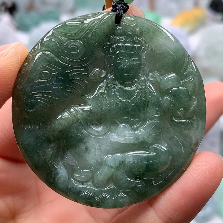 翡翠未镶嵌颈饰文殊菩萨福利