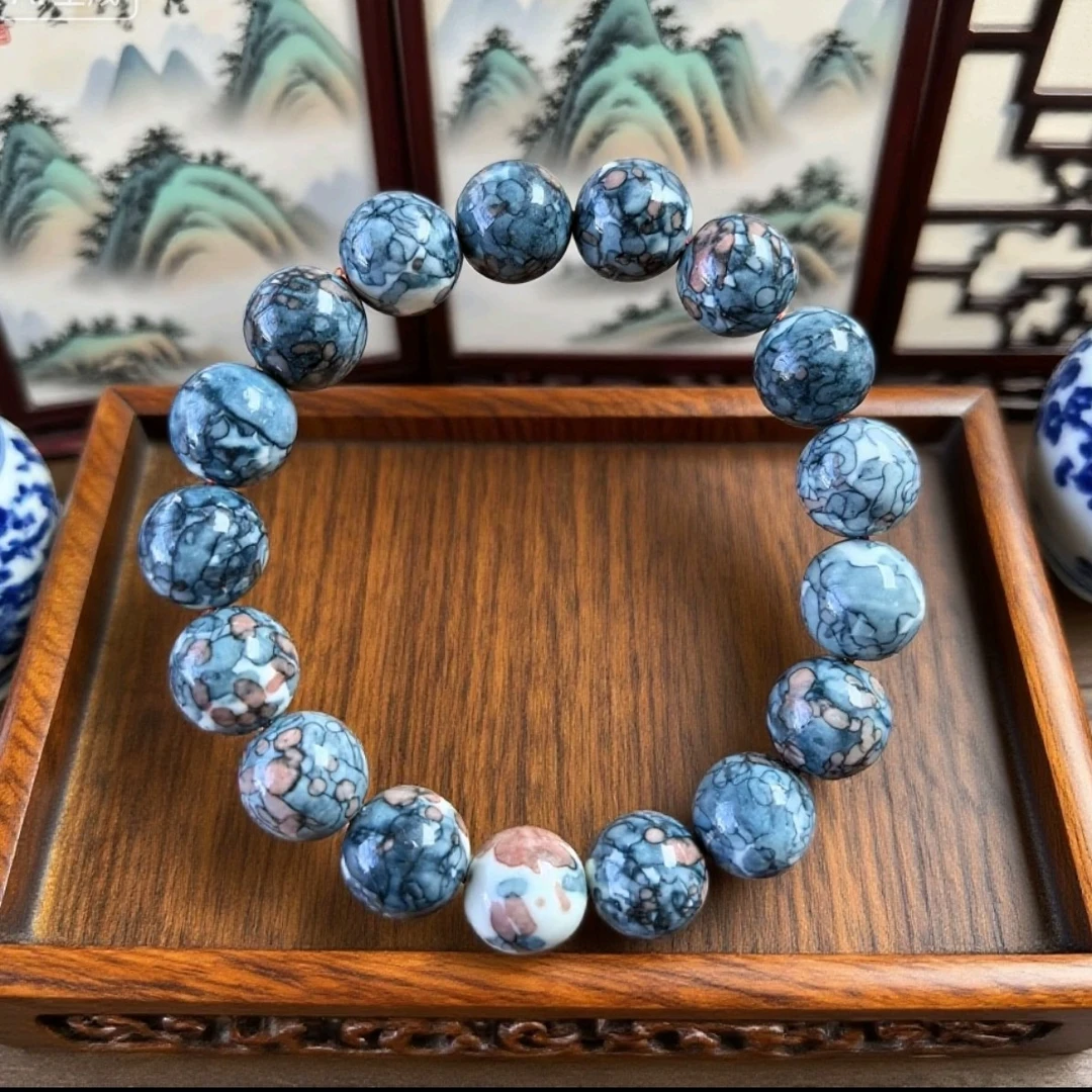 精品蓝色12mm圆珠手串213