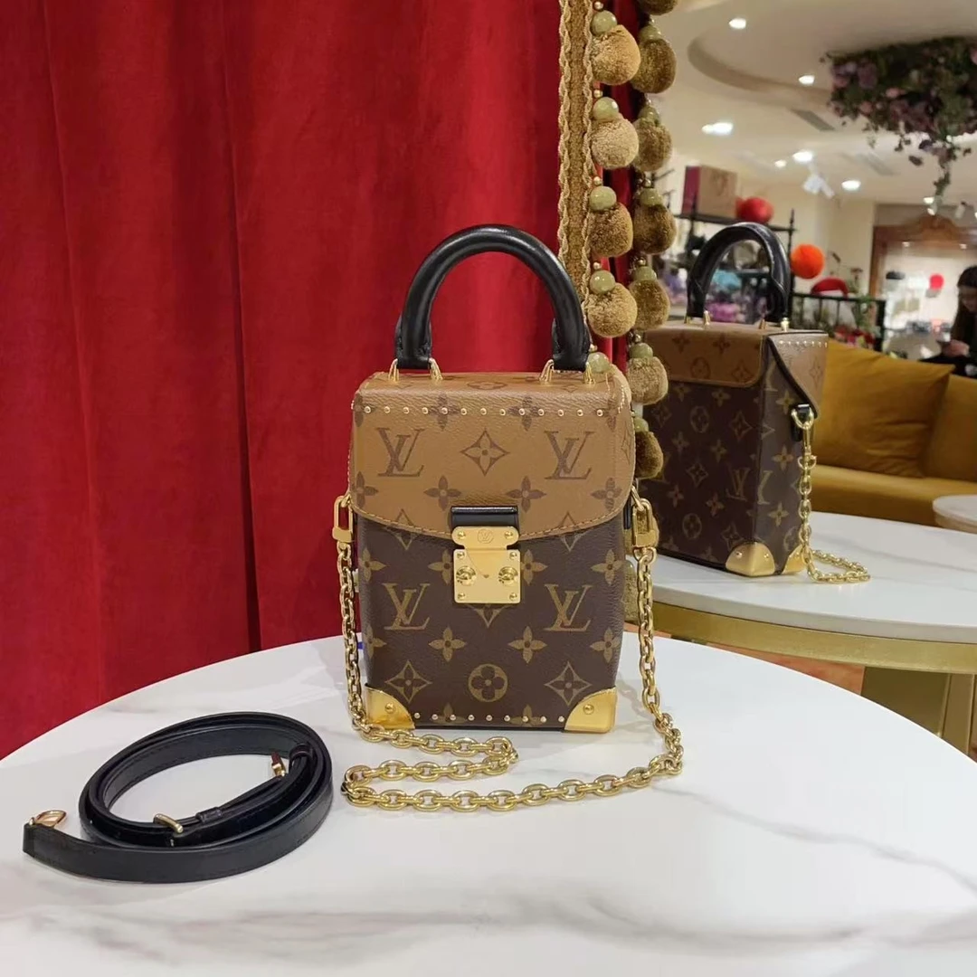 95新 LouisVuitton/路易威登 camera box老花金扣单肩包/45288566