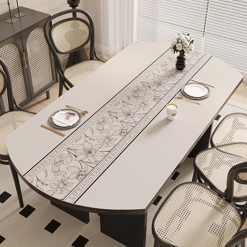 餐桌垫防水防油防烫高档椭圆形餐桌垫家用轻奢长方形茶几桌布桌垫