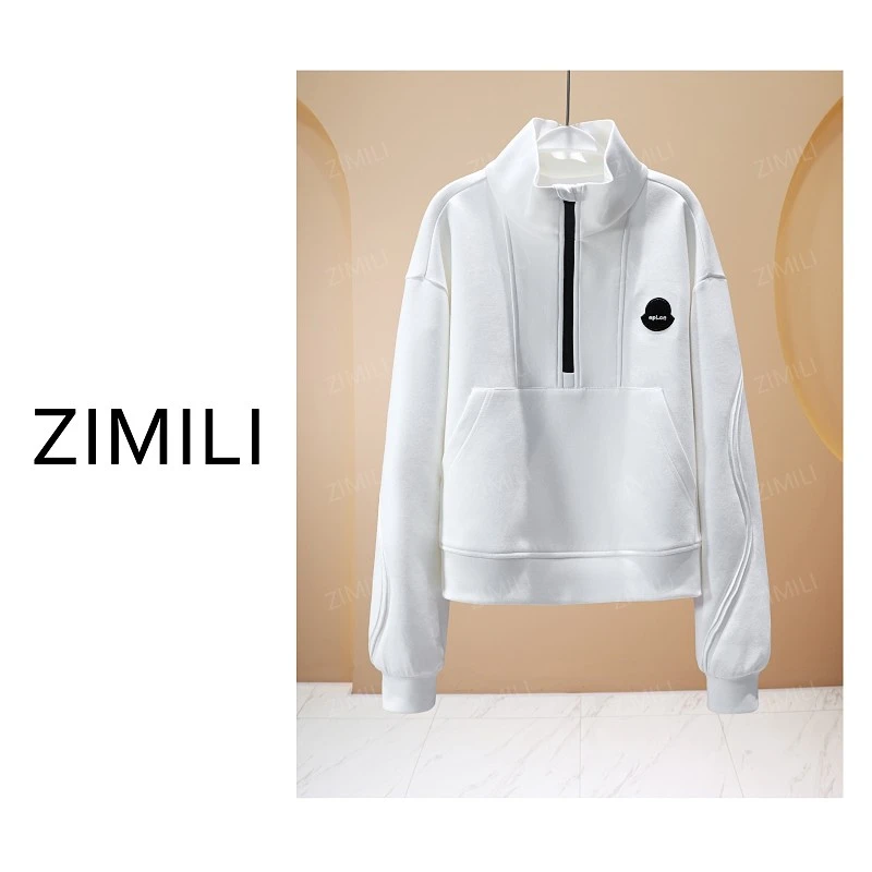 【亮哥欧货女装】冬季麂皮绒加厚《暖白》弹力双面高领卫衣26589-K3