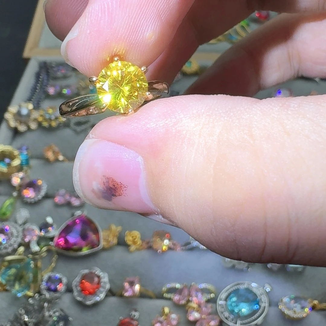 托帕石戒指银S925镶嵌