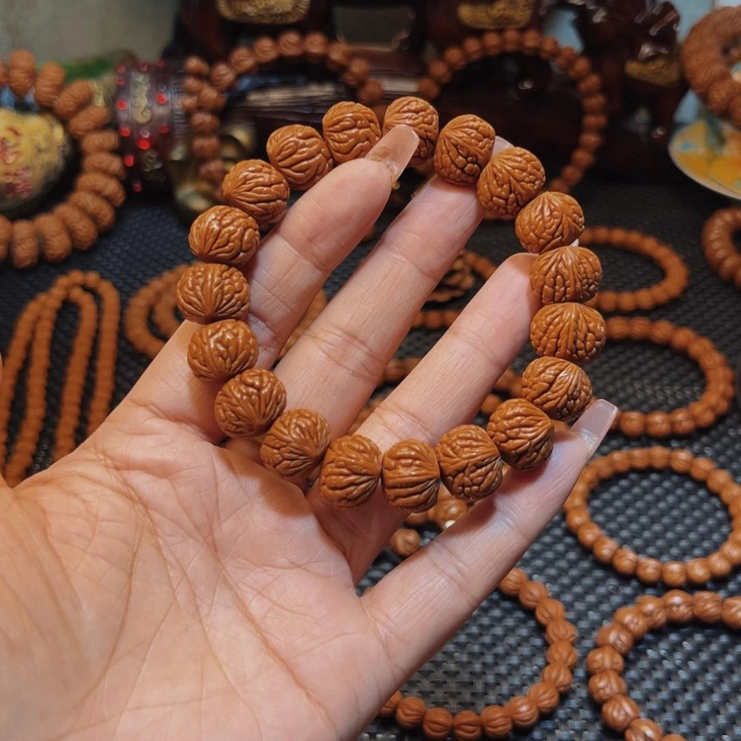 桃核手串15野生籽红皮荔枝