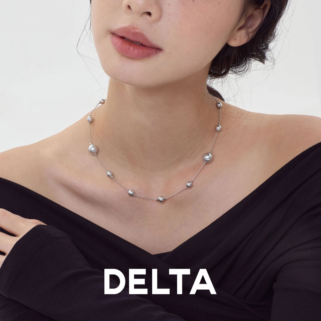 DELTA 坠链均925银仿珍珠 满天星项链气质轻奢锁骨链时尚毛衣链