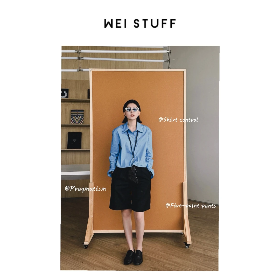 WEI STUFF “随心而型” 时尚百搭宽松翻领两色纯棉长袖衬衫 9262 .