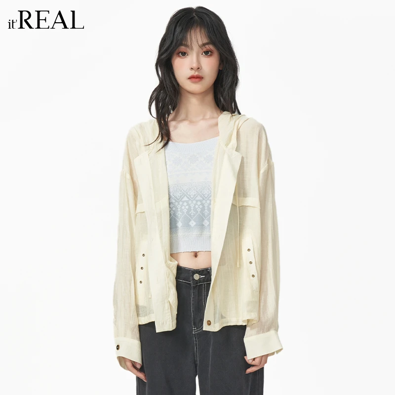 It'real瑞尔女装夏季新款休闲外套长袖百搭透气9752276001