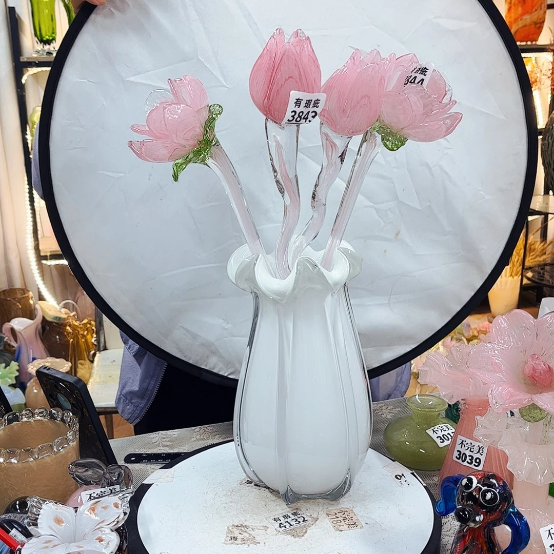 4朵瑕疵花家悦美居琉璃摆件