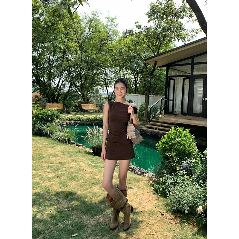 withmin【现货】凉皮 偶然春天 一字肩修身包臀辣妹连衣裙2522630