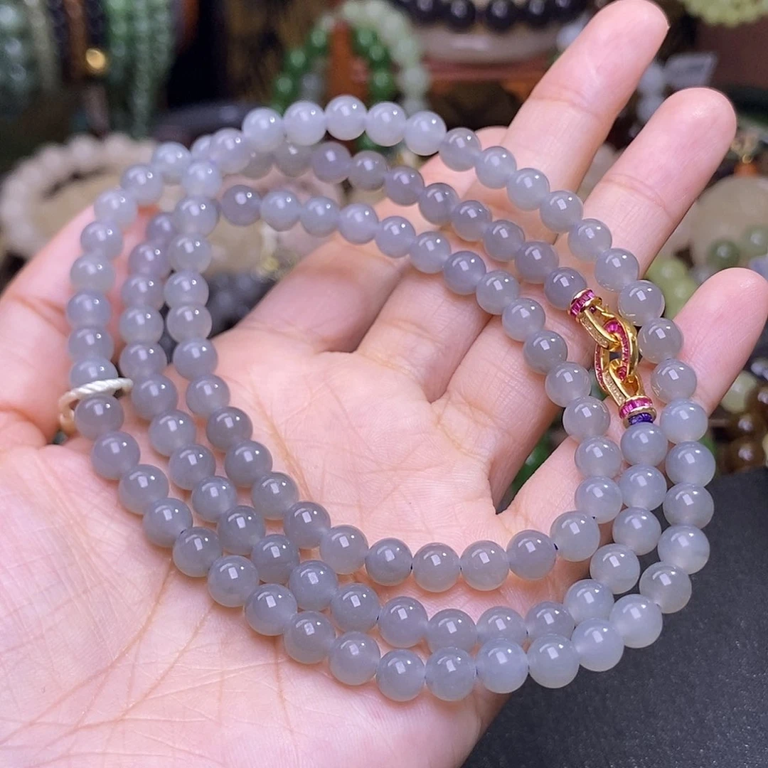 手链未镶嵌和田玉节日价清货烟紫手链约6MM