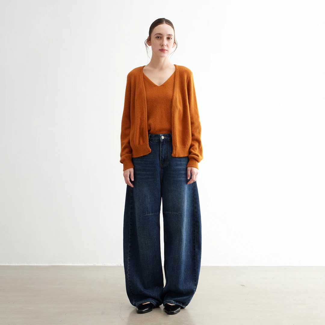 NOEND2024年秋冬新款羊毛假两件开衫毛衣女装针织衫