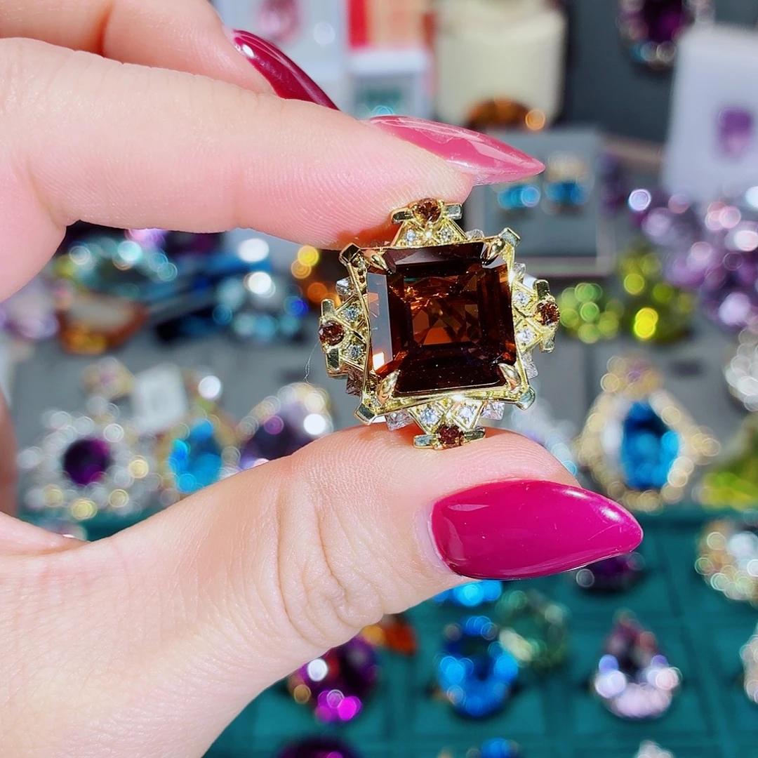 戒指水晶银S925镶嵌戒指