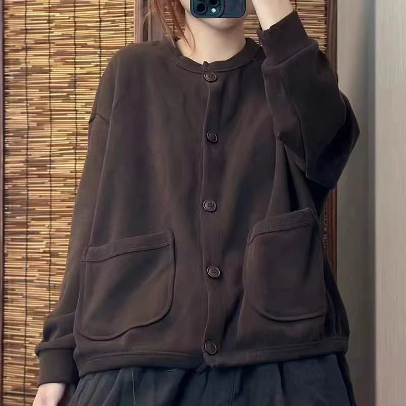 14631新款春秋休闲时尚宽松显瘦长袖开衫卫衣