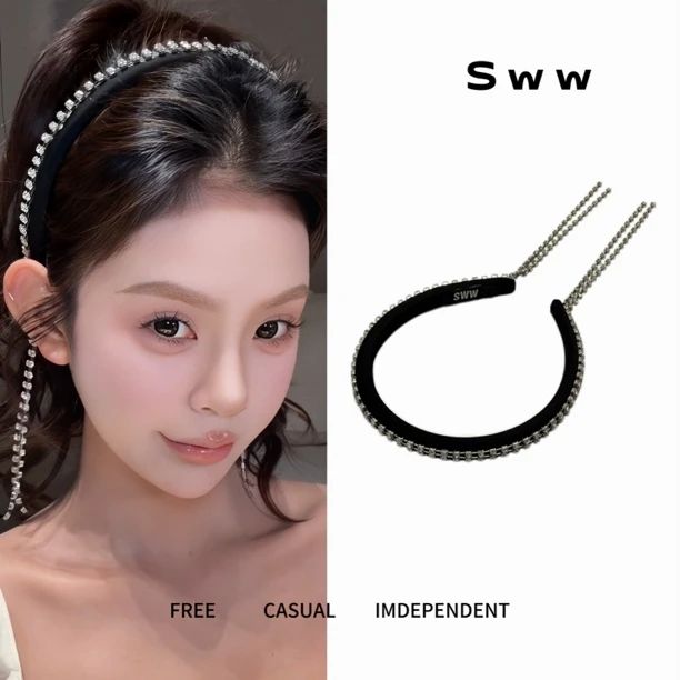 双链条流苏高颅顶气质不勒头简约高级感百搭时尚发箍